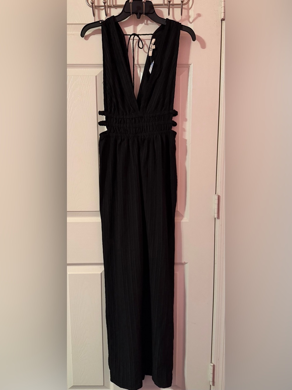 A Hint of Blush Black Jumpsuit with Elastic Waist Detail NWOT